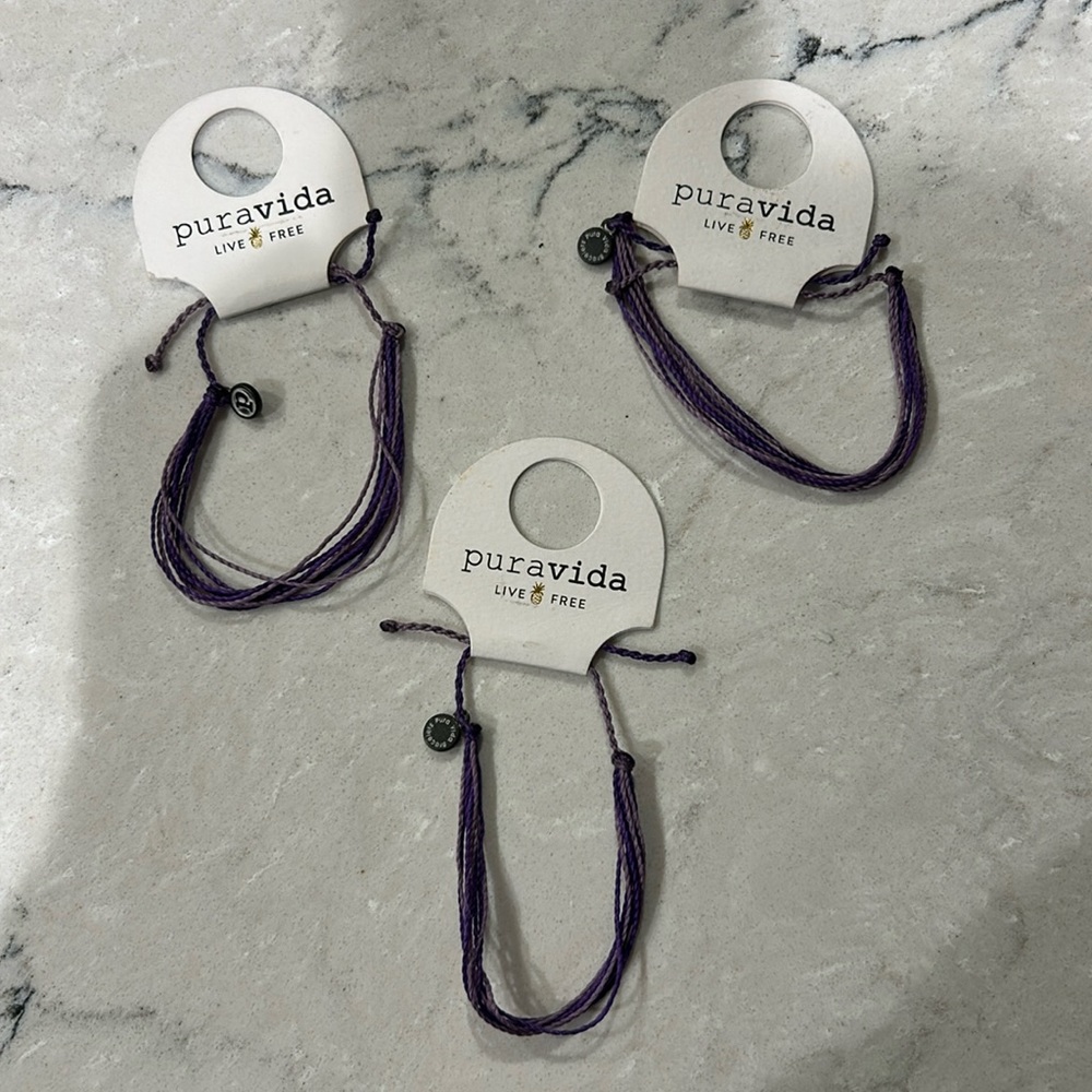 3 pack Purple puravida bracelet